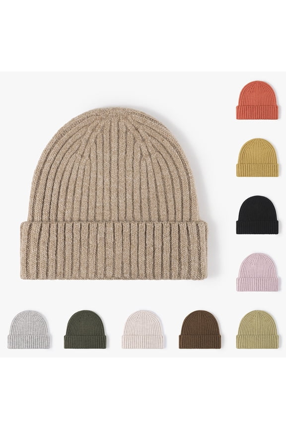 Classic Cuffed Knit Hat for Outdoor Activities Thermal Knit Beanie with Cozy Cuff - Unisex Plush Fleece Lined Hat Red