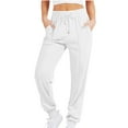 thumbnail image 1 of UTSJKR Sweatpants for Women Drawstring High Waist Wide Leg Cinch Bottom Sports Pants Baggy Workout Joggers Lounge Pants White S, 1 of 5