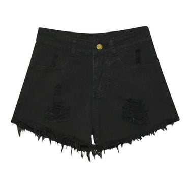 UTSJKR Clearance Women Summer High Waist Denim Shorts Distressed Ripped Hole Vintage Stretch Short Jeans Hotpants Bottoms