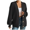 thumbnail image 1 of UTSJKR Women's Cable Knit Cardigan Button Down Long Sleeve Oversized Sweater Jacket Fall Winter Warm Soft Cozy Pullover Coat Black M, 1 of 6