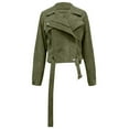 thumbnail image 1 of UTSJKR Clearance Women's Corduroy Jacket Long Sleeve Belted Motorcycle Jacket Cropped Outwear Zipper Solid Color Fall Winter Fashion Clothing Army Green M, 1 of 7