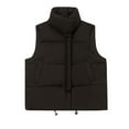 thumbnail image 1 of UTSJKR Clearance Women's Cropped Puffer Vests Winter Warm Zip Up Stand Collar Sleeveless Padded Crop Puffy Vests with Pocket Black XL, 1 of 8