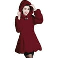 thumbnail image 1 of UTSJKR Women's Faux Fur Hooded Coat Hooded Winter Warm Jacket Elegant Solid Long Sleeve Plush Outerwear Fluffy Overcoat Red XXXXXL, 1 of 6