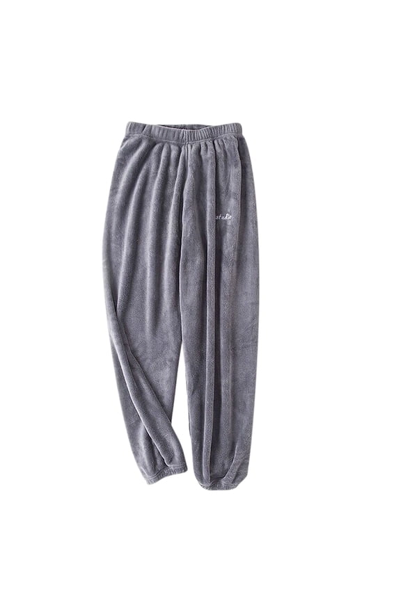 Women's Fleece Pajama Pants Soft Cozy Sleep Lounge Pants Comfy Sleepwear Elastic Waist Drawstring Winter Warm Long Lounge Bottoms Gray L