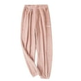 thumbnail image 1 of UTSJKR Women's Fleece Pajama Pants Soft Cozy Sleep Lounge Pants Comfy Sleepwear Elastic Waist Drawstring Winter Warm Long Lounge Bottoms Pink L, 1 of 4