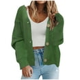 thumbnail image 1 of UTSJKR Women's Knit Cardigan Sweater Button Up Front Long Sleeve Loose Fit Oversized Jacket Fall Winter Warm Coat Outwear Green S, 1 of 3
