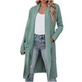 thumbnail image 1 of UTSJKR Clearance Women's Long Sleeve Open Front Cardigan Coat Loose Fit Solid Color Oversized Long Sweater Outwear Jacket Green S, 1 of 6