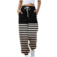 thumbnail image 1 of UTSJKR Women's Striped Gradient Sweatpants Loose Fit Drawstring Elastic Waist Jogger Pants Comfortable Sport Active Workout Jogger Pants with Pockets Black XXL, 1 of 5