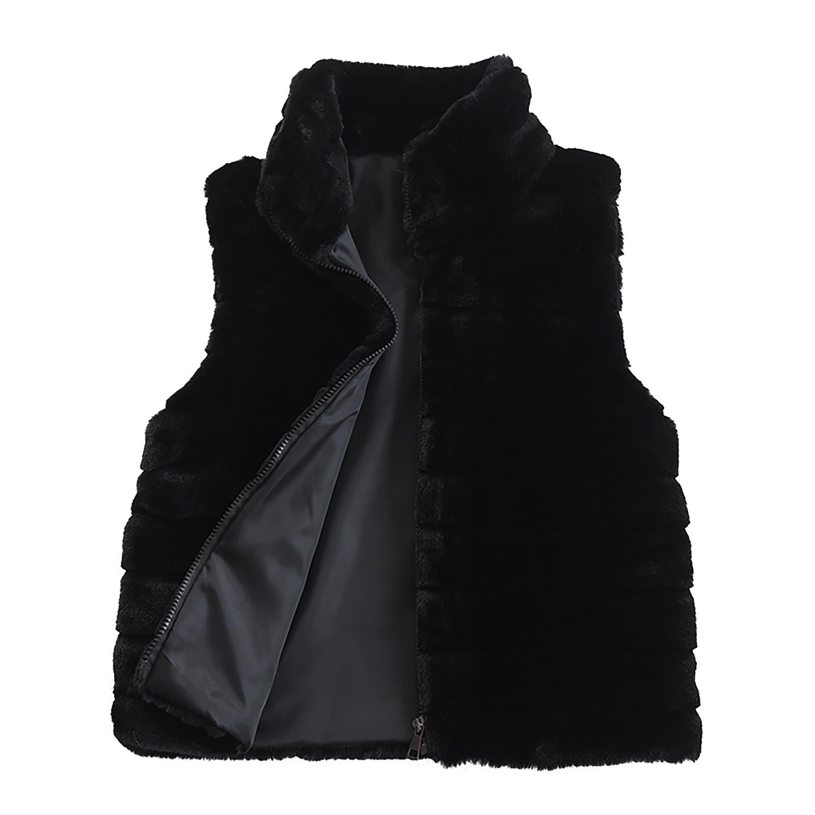 Faux Fur Black Vests