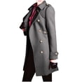 thumbnail image 1 of UTSJKR Clearance Women's Winter Wool Blend Trench Coat Casual Lapel Woolen Coats Trendy Mid-Length Single Breasted Jackets Business Dressy Work Peacoats Gray M, 1 of 6