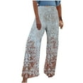 thumbnail image 1 of UTSJKR Womens Wide Leg Pants Boho Floral Print Lounge Trousers High Waist Stretchy Flowy Flared Palazzo Pants with Pocket Wine S, 1 of 5