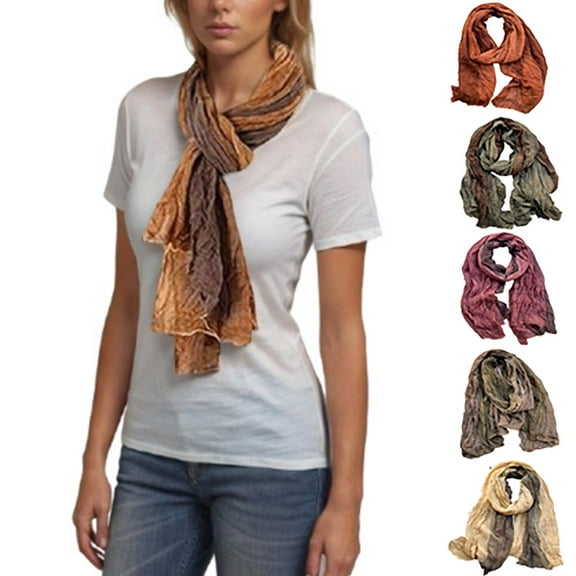 UTSJKR Cotton Linen Blend Fashion Scarf Travel Scarf Soft Breathable Fabric Multiple Colors Tie Dye Long Gradient Shawl Green