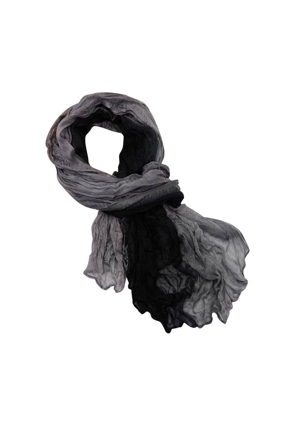 Cotton Linen Blend Fashion Scarf Vacation Travel Scarf Soft Breathable Fabric Multiple Colors Pleated Scarves Black