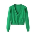 thumbnail image 1 of UTSJKR Cotton Sweaters for Women Oversized Cardigan Knitted Button Up Fall Clothing Deep V Neck Long Sleeve Cropped Lightweight Coat Green M, 1 of 3