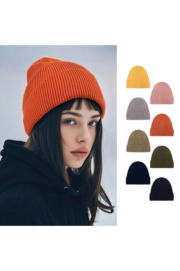 Cozy Ribbed Knit Beanie in Mustard – Soft Acrylic Cuffed Winter Hat for Men and Women, Perfect for Cold Weather Gray