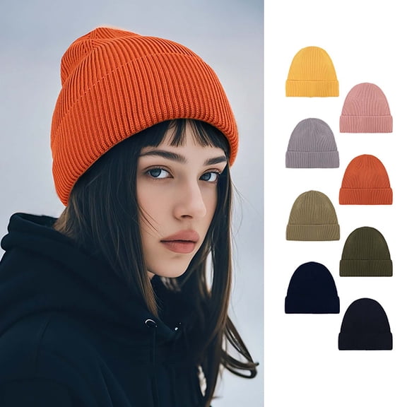UTSJKR Cozy Ribbed Knit Beanie in Mustard – Soft Acrylic Cuffed Winter Hat for Men and Women, Perfect for Cold Weather Yellow
