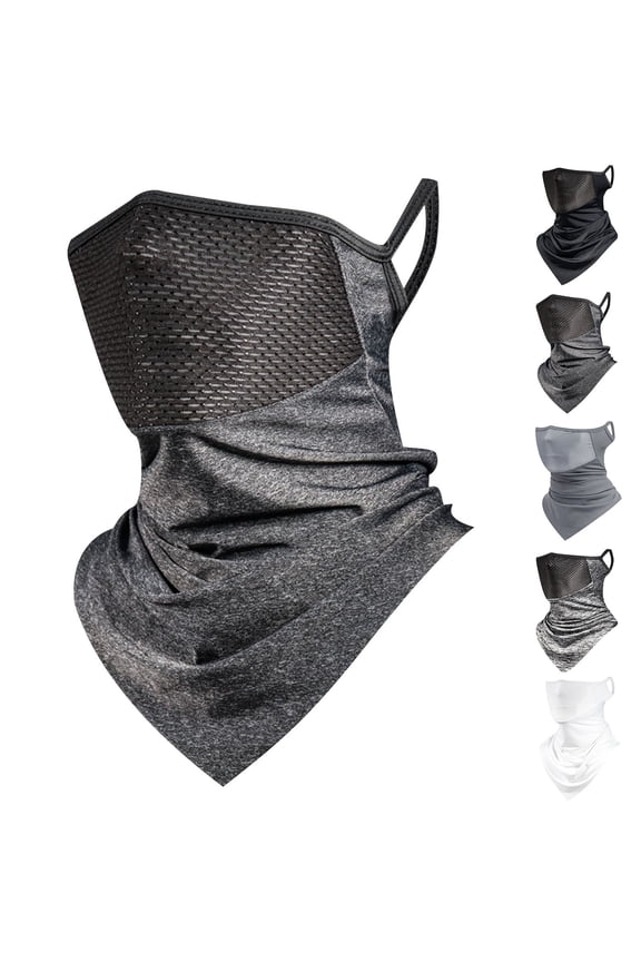 Cycling Mask with Ear Loops Neck Gaiter Balaclava Cover for Outdoors Breathable Ice Silk Head Cover for Men and Women White