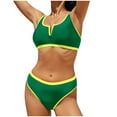 thumbnail image 1 of UTSJKR Deals 2 Piece Bathing Suits for Women Drawstring Tummy Control Swim Suits Color Block Full Coverage Bathing Suits Swimwear Green L, 1 of 5