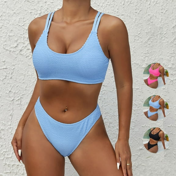 UTSJKR 2 Piece Bathing Suits for Women Push up Cheeky Drawstring Swimsuits Two Piece Bathing Suit High Waisted Swimwear Black M