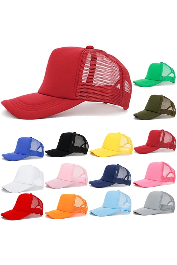 Baseball Cap Plain Blank Neon Trucker Hat 5 Panel Summer Baseball Cap Mesh Back Snapback Adjustable Green