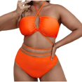 thumbnail image 1 of UTSJKR Deals Push Up High Waisted Bikini Sets Costume Ruched,Summer Women's Shaping Swimsuit,Subcreasing Split, Bandage Sexy Bikini Sets Orange L, 1 of 3