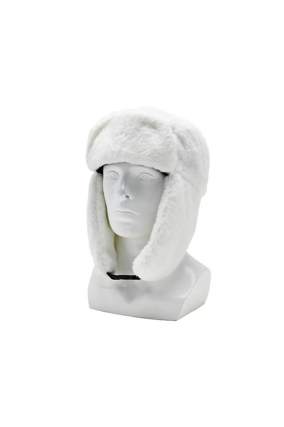 Russian Winter Hat Warm Trapper Hat Windproof Cap with Earmuffs Ear Flap for Women Men Cold Weather Walking Skiing White