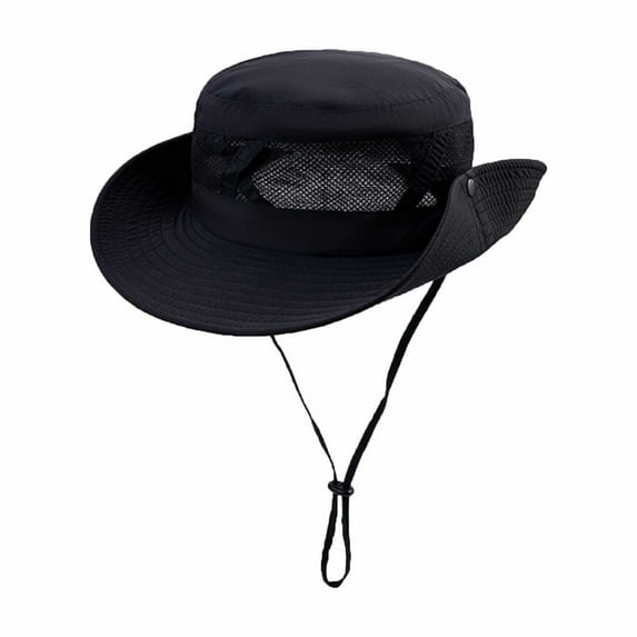 UTSJKR Sun Bucket Hats for Women Men Lightweight Breathable Packable Fisherman Hat Beach Cap with Adjustable Chin Strap Black