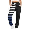 thumbnail image 1 of UTSJKR Sweatpants for Women Drawstring High Waist Striped Gradient Cinch Bottom Sports Pants Baggy Workout Fleece Joggers Lounge Pants Black S, 1 of 5