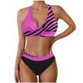 thumbnail image 1 of UTSJKR Swim Suits for Women 2025 Cheeky String Bikini Set Sexy Tie Side Mid Waist Bathing Suit V-Neck Striped Swimsuit Hot Pink S, 1 of 6