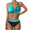 thumbnail image 1 of UTSJKR Swim Suits for Women 2025 Cheeky String Bikini Set Sexy Tie Side Mid Waist Bathing Suit V-Neck Striped Swimsuit Mint Green XXXXL, 1 of 6