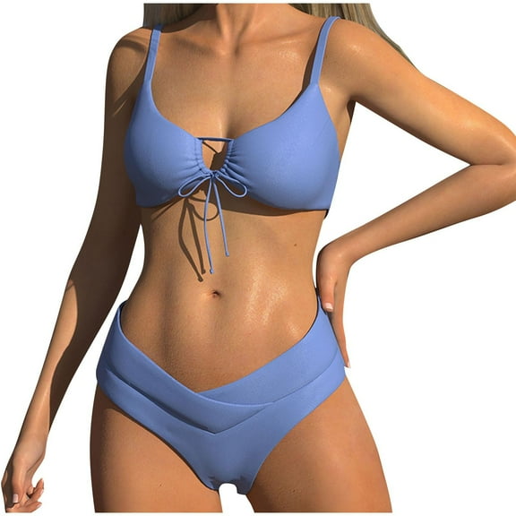 UTSJKR Tummy Control Swimsuits for Women Womens 2 Piece Swimsuits High Waisted Swimsuits for Women Womens Two Piece Swimsuit Blue M