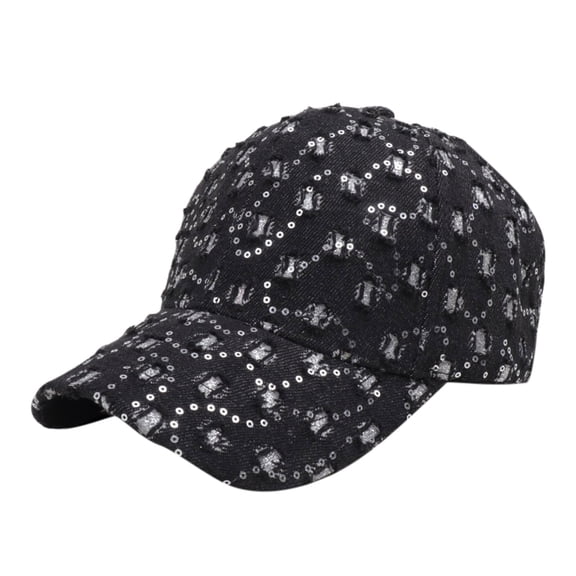 UTSJKR Unstructured Distressed Baseabll Cap Unisex Soft Dad Hat Shiny Rhinestone Adjustable Low Profile Headwear Ball Caps Black