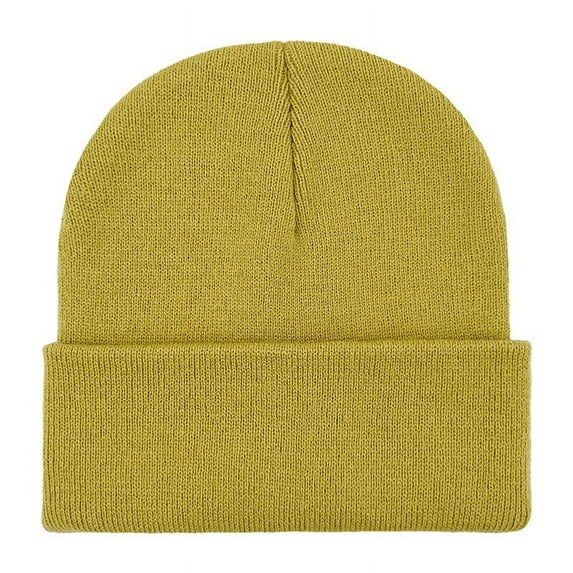UTSJKR Deals Winter Beanie Hats for Men Women, 2025 Winter Fashion Solid Color Warm Cozy Knitted Cuffed Skull Cap Khaki