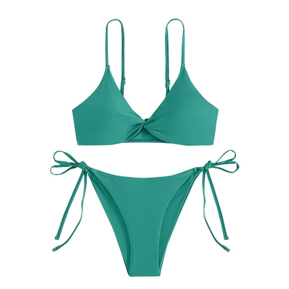 UTSJKR Women Two Piece Bikini Swimsuit Sets Sexy Swimwear Chest Pad Triangle Sexy Bikini Sets with Adjustable Strap for Beach Sky Blue S