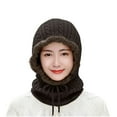thumbnail image 1 of UTSJKR Women Winter One Piece Beanie Hat Slouchy Fleece Lined Balaclava Mask Neck Scarf Set Earmuff Ski Snow Knit Hats Coffee, 1 of 3
