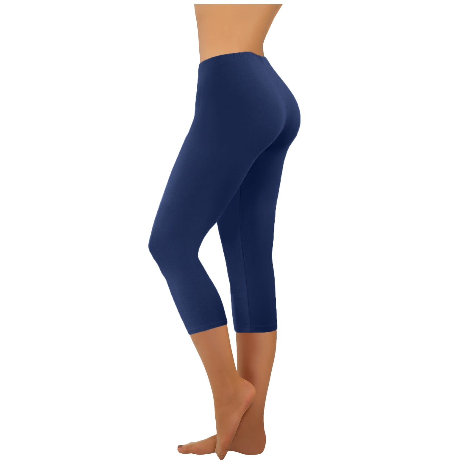 Leggings 3/4 Coton Solide Taille Haute Femme SOFTSAIL - Confort Et Élégance Quotidienne