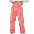 thumbnail image 1 of UTSJKR Women's Fuzzy Fleece Pants High Waist Loose Fit Long Pants Comfy Warm Winter Pajama Trousers Soft Cozy Sleepwear Lounge Pants Watermelon Red M, 1 of 5
