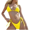 thumbnail image 1 of UTSJKR Deals Women's Sexy Bikini Sets for Women Triangle Spaghetti Strap Thong Bathing Suits 2 Piece Textured Swimsuit Swimwear Yellow S, 1 of 8
