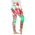 thumbnail image 1 of UTSJKR Women's Tie Dye Printed High Waist Yoga Pants Stretch Workout Leggings Tummy Control Gym Fitness Running Tights Plus Size Green M, 1 of 5