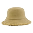 thumbnail image 1 of UTSJKR Women's Winter Faux Fur Shearling Bucket Hat Plush Classic Fluffy Warm Fisherman Hats for Men Adult Khaki, 1 of 2