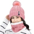 thumbnail image 1 of UTSJKR Women's Winter Pom Beanie Hats Warm Thick Cable Knit Chunky Trendy Cute Velvet Knit Twist Cap Skull Cap Beanie Pink, 1 of 1