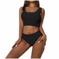 thumbnail image 1 of UTSJKR Womens High Waisted Bikini Sets Scoop Neck Two Piece Swimsuits Tied Straps Sporty Bathing Suits Swimwear 2025 Black S, 1 of 6