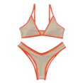 thumbnail image 1 of UTSJKR Deals Womens High Waisted Bikini Sets Sporty Color Block Cheeky High Cut Swimsuits Two Piece Bathing Suit Khaki S, 1 of 2