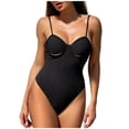 thumbnail image 1 of UTSJKR Womens One Piece Swimsuits Tummy Control Bathing Suit Ruched Solid Hollowed High Cut Bathing Suit Monokini Black L, 1 of 8