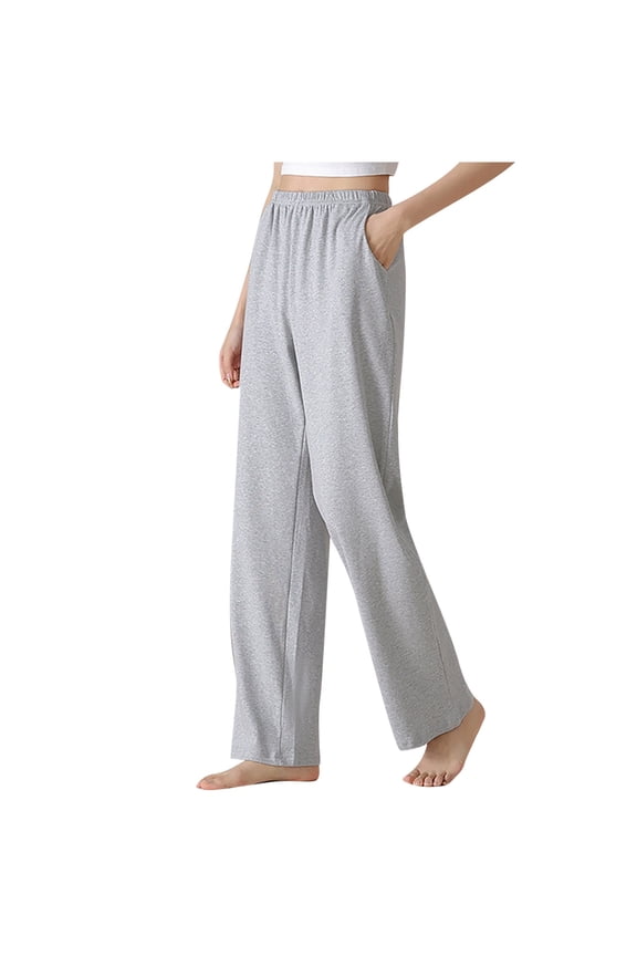 Womens Straight Leg Sweatpants Cotton High Waisted Baggy Athletic Joggers Lounge Pants with Pockets Gray XL