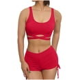 thumbnail image 1 of UTSJKR Womens Swimsuits Two Piece Sport Bathing Suit Side Tie Boyshorts Sets Beach Holiday Swimsuit Casual Summer Swimwear Red S, 1 of 6