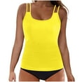 thumbnail image 1 of UTSJKR Womens Tankini Bathing Suits Tummy Control Padded Bathing Suit with Shorts Two Piece Bathing Suits Summer Double Straps Modest Swimsuits Yellow XL, 1 of 6