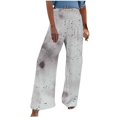 thumbnail image 1 of UTSJKR Deals Womens Wide Leg Pants Boho Floral Print Lounge Trousers High Waist Stretchy Flowy Flared Palazzo Pants with Pocket White XL, 1 of 5
