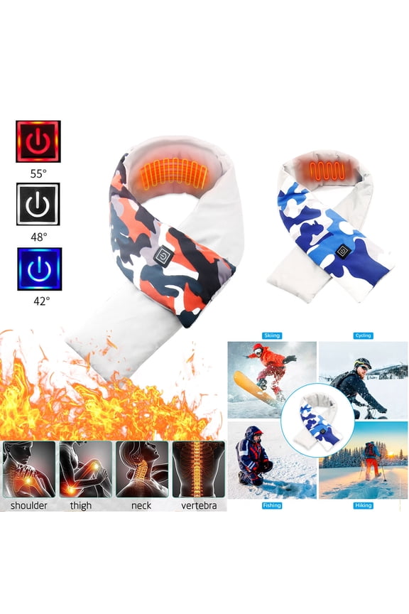Electric Heated Scarf Women/Men USB Heating Scarf with Neck Heating Pad Washable Shawl Soft Portable Neck Wrap Warm Neck Blue