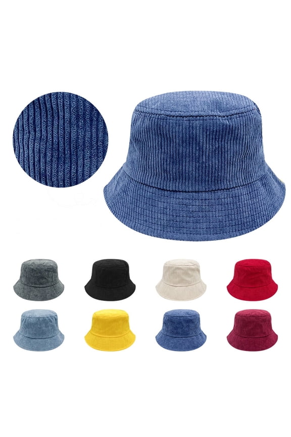 Everyday Corduroy Bucket Hat Unisex Trendy Soft Warm Lightweight Outdoor Fisherman Fun Vacation Getaway Light Blue